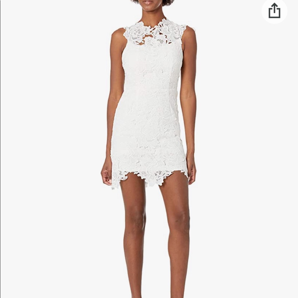Lace Dress with Open Back and Uneven Hem